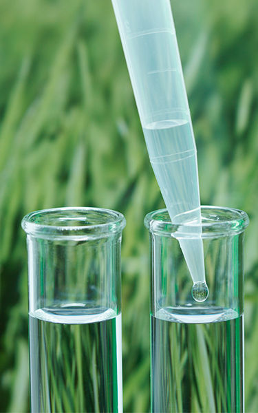 Precision micropipette transferring liquid into test tube